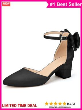 Women's Closed Toe Block Heels Ankle Strap Pumps Suede Satin